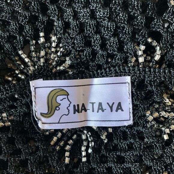 NWT Nataya vintage beaded crochet top. Short Sleeve. Black. Medium - Picture 5 of 6
